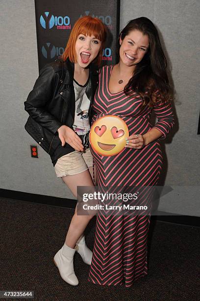 Carly Rae Jepsen and DJ Nina pose at Radio Station Y-100 on May 13, 2015 in Miami, Florida.