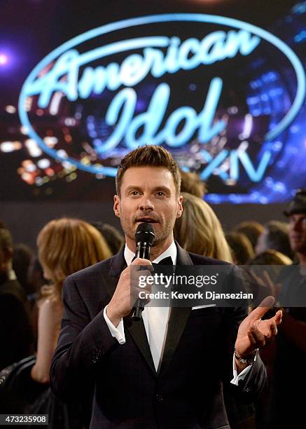 Host Ryan Seacrest speaks during "American Idol" XIV Grand Finale at Dolby Theatre on May 13, 2015 in Hollywood, California.