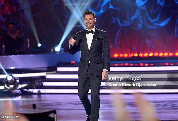 Host Ryan Seacrest speaks onstage during "American Idol" XIV Grand Finale at Dolby Theatre on May 13, 2015 in Hollywood, California.