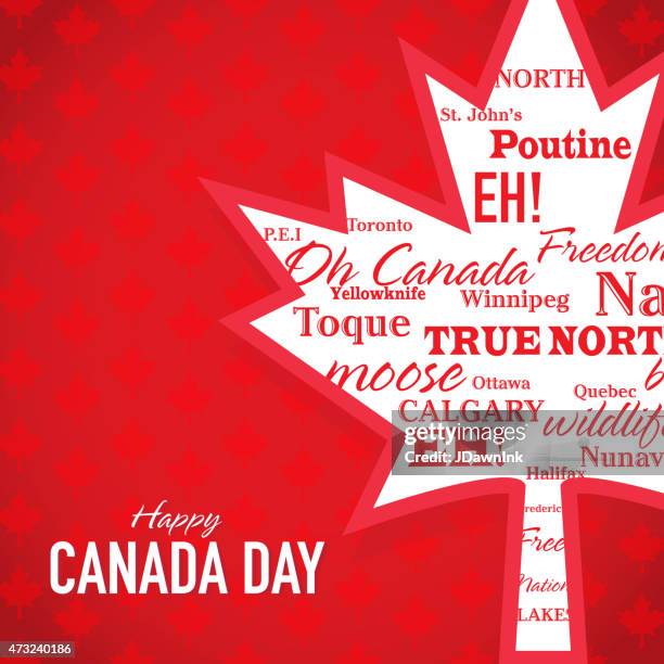 modern leaf happy canada day celebration greeting card design template - potluck stock illustrations