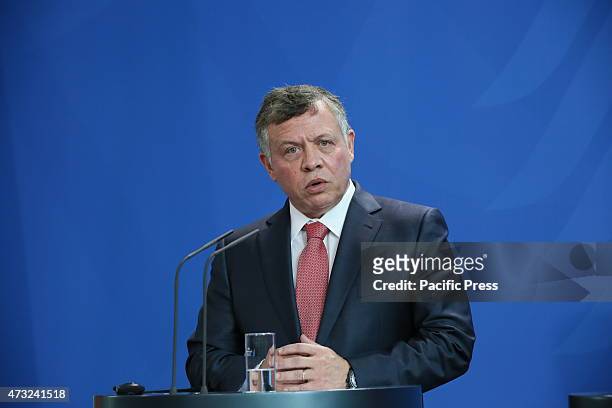 Jordan Abdullah II. Ibn al-Hussein talks on Syrian refugee-wave, humanitarian aid and Palestinian conflict, during his official visit in Germany and...
