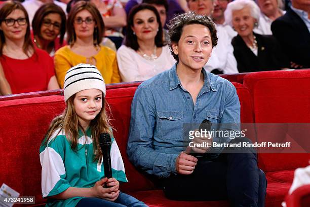 Sienna Ball-Wilscam and Singer Raphael who presents his Album 'Somnambules' during the 'Vivement Dimanche' French TV Show at Pavillon Gabriel on May...
