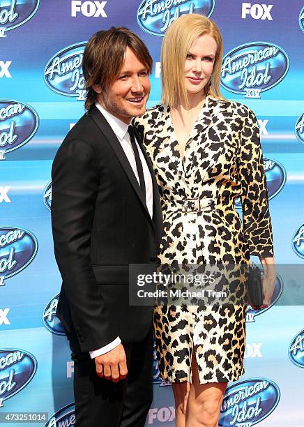 Keith Urban and Nicole Kidman arrive at "American Idol" XIV grand finale held at Dolby Theatre on May 13, 2015 in Hollywood, California.