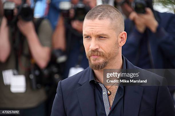 Tom Hardy attends the "Mad Max : Fury Road" Photocall during the 68th annual Cannes Film Festival on May 14, 2015 in Cannes, France.