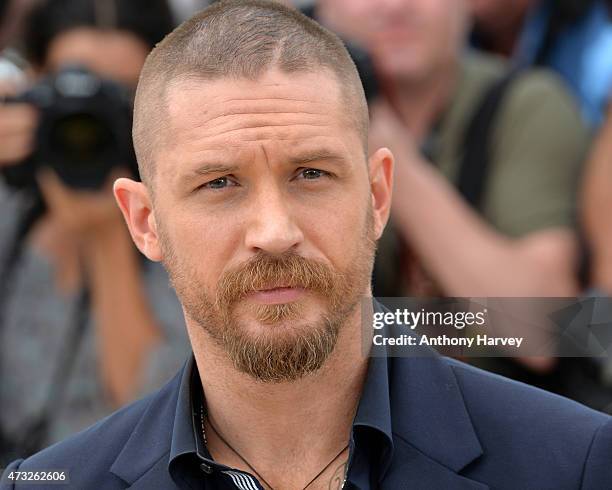 Tom Hardy attends the "Mad Max: Fury Road" photocall during the 68th annual Cannes Film Festival on May 14, 2015 in Cannes, France.