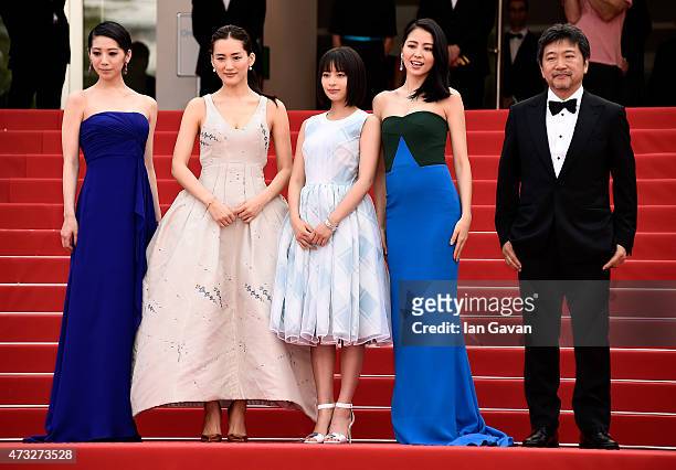 Actresses Kaho, Haruka Ayase, Suzu Hirose, Masami Nagasawa, and director Hirokazu Koreeda attend the Premiere of "Umimachi Diary" during the 68th...