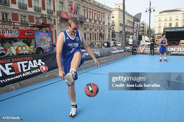 Special Olympics athlete participates during the One Team Session with Special Olympics as part of Turkish Airlines Euroleague Final Four Madrid 2015...