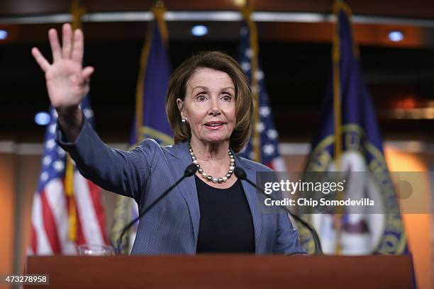 House Democratic Leader Nancy Pelosi speaks during her weekly press conference at the U.S. Capitol Visitors Center May 14, 2015 in Washington, DC....