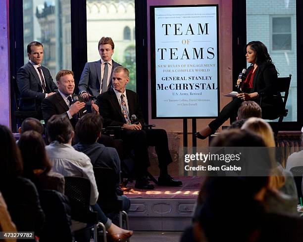 Chris Fussell, David Silverman, Tatum Collins, General Stanley McChrystal and Nancy Redd speak at AOL Build at AOL Studios In New York on May 14,...