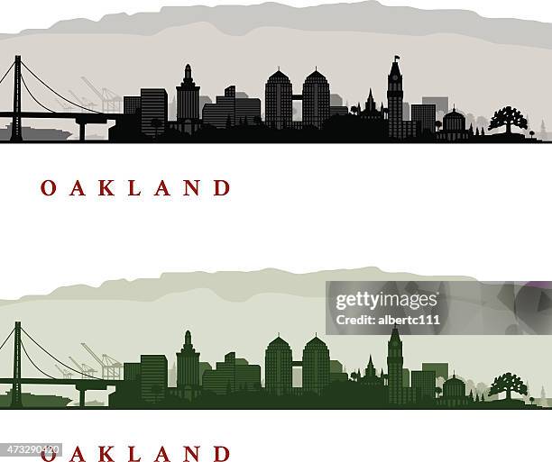 ilustrações, clipart, desenhos animados e ícones de oakland paisagens da califórnia - oakland california skyline