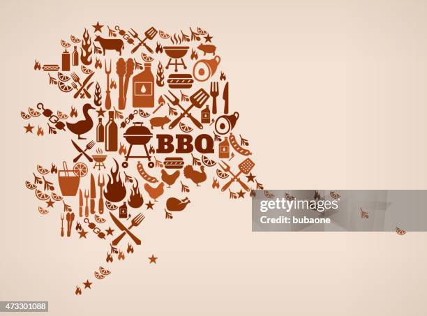 alaska state summer barbecue invitation vector background - flame grill background stock illustrations