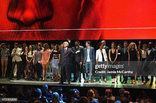 President of The CW Television Network Mark Pedowitz speaks onstage with the CW talent at the CW Network's 2015 Upfront presentation at New York City...