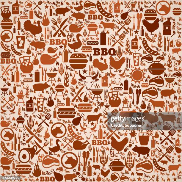 summer barbecue invitation vector background pattern - picnic icon stock illustrations