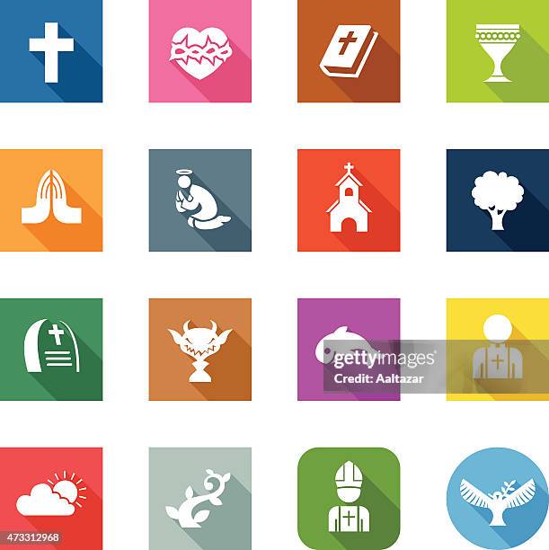 flat icons - christian - christian orthodox stock illustrations