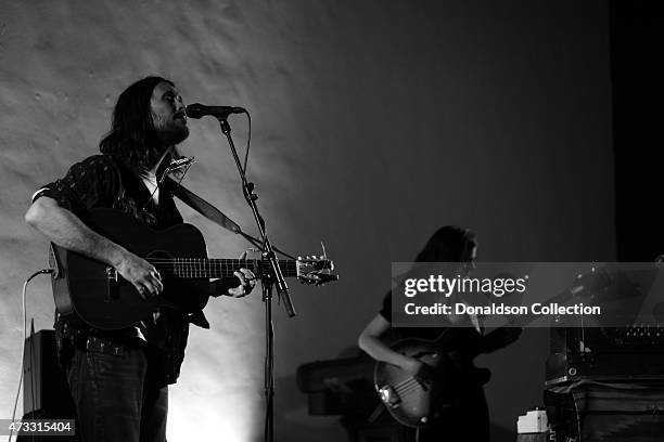 Musician Elvis Perkins and multi-instrumentalist Danielle Aykroyd perform at the Masonic Temple at Hollywood Forever Cemetery on March 13, 2015 in...