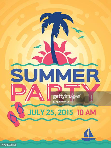 ilustrações de stock, clip art, desenhos animados e ícones de festa de verão - chinelo de dedo