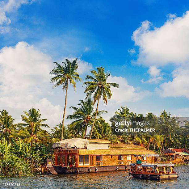 houseboat in kerala - backwater stock pictures, royalty-free photos & images