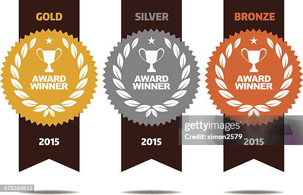 stockillustraties, clipart, cartoons en iconen met gold, silver and bronze winner medals - kwaliteit
