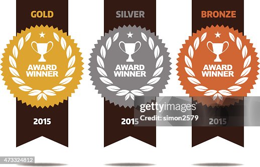 Gold, silver and bronze winner medals Gold, silver and bronze winner medals