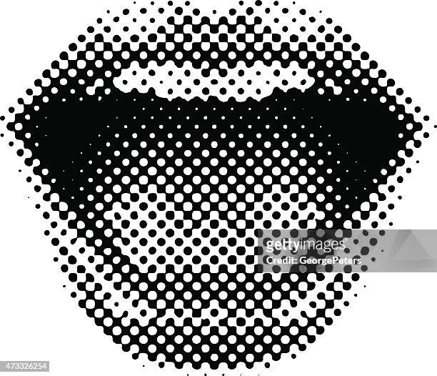 レトロなスタイルのくわえる笑う - human lips点のイラスト素材／クリップアート素材／マンガ素材／アイコン素材