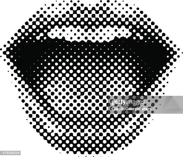 stockillustraties, clipart, cartoons en iconen met retro style mouth laughing - human mouth