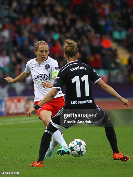 Paris Saint-Germain's Sabrina Delannoy vies for the ball during the UEFA Champions League women football final match between Paris Saint-Germain and...