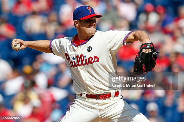 Jonathan Papelbon of the Philadelphia Phillies throws a pitch in the ninth inning of the game against the Pittsburgh Pirates at Citizens Bank Park on...