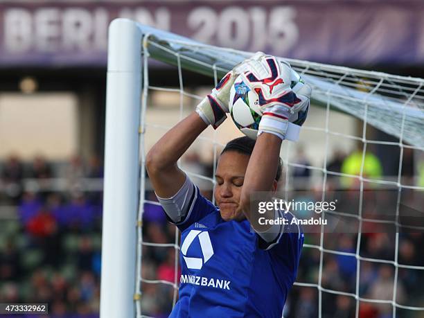 Frankfurt's goal keeper Desiree Schumann in action during the UEFA Champions League women football final match between Paris Saint-Germain and FFC...