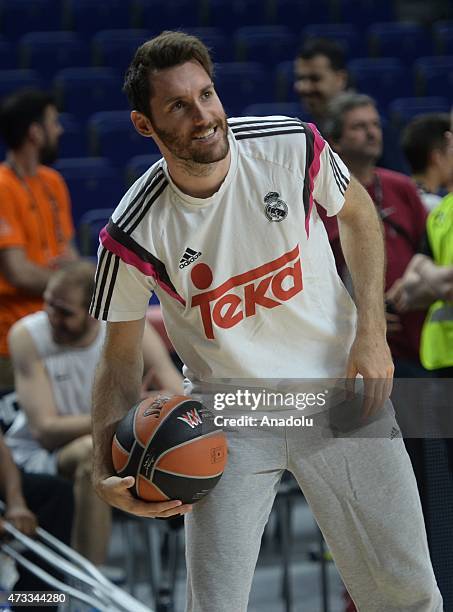 Rudy Fernandez of Real Madrid is seen during the Real Madrid Practice of Turkish Airlines Euroleague Final Four Madrid 2015 at Barclaycard Center on...