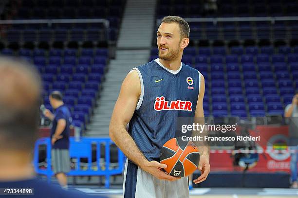 Semih Erden during the Fenerbahce Ulker Istanbul Practice of Turkish Airlines Euroleague Final Four Madrid 2015 at Barclaycard Center on May 14, 2015...