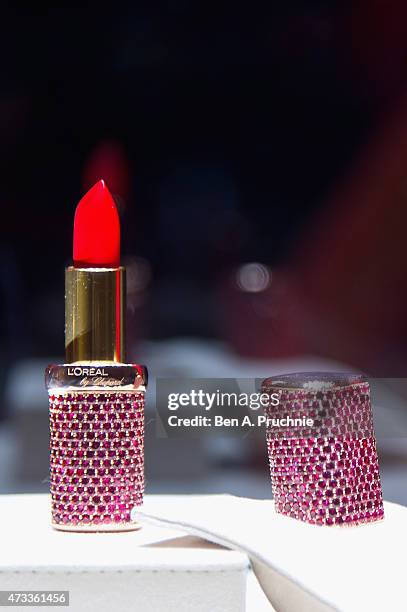 Lipstick is seen at a party hosted by L'Oreal Paris, UniFrance and Stylist during the 68th annual Cannes Film Festival on May 14, 2015 in Cannes,...