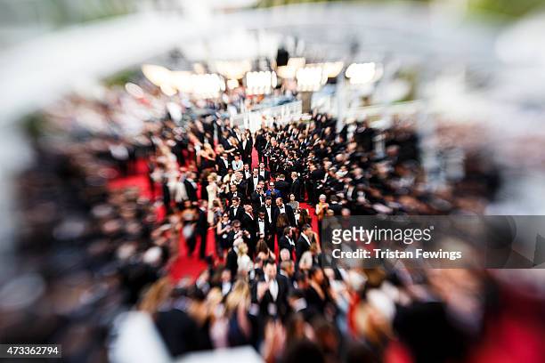 An alternative view of red carpet at the premiere of "Mad Max: Fury Road" during the 68th annual Cannes Film Festival on May 14, 2015 in Cannes,...