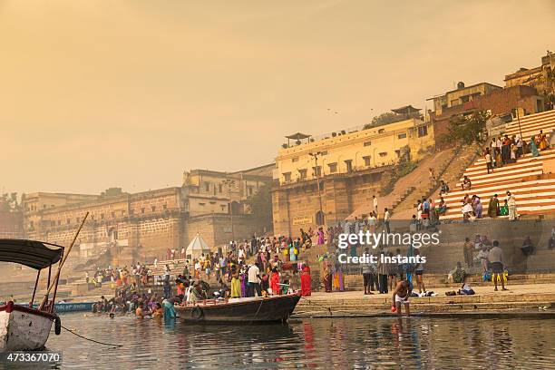 varanasi bathers - ganges river stock pictures, royalty-free photos & images