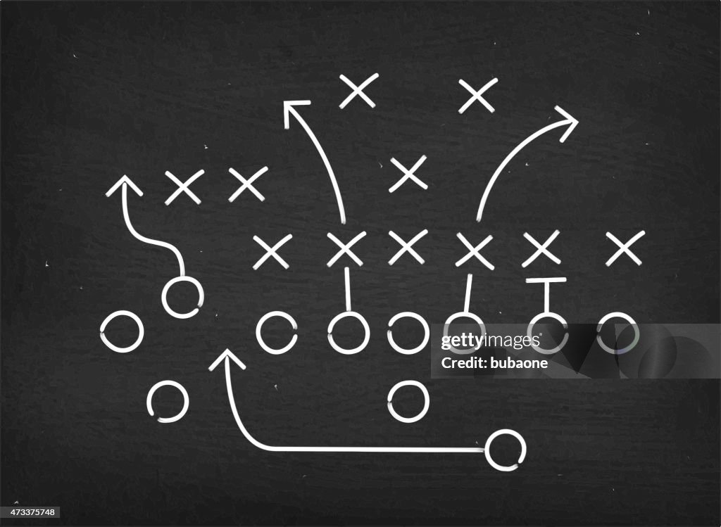 American football on chalkboard touchdown Diagrama de estrategia