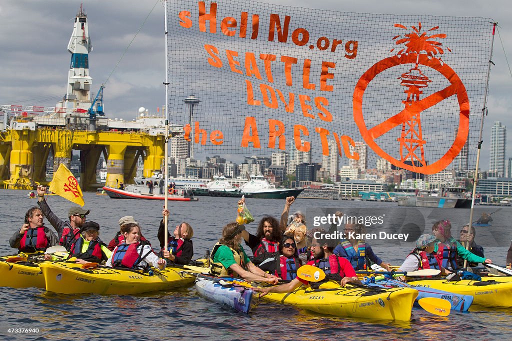 Large Shell Oil Ship Arrives In Seattle, As Part Of Fleet To Lead Company's Oil Exploration Off Alaskan Coast