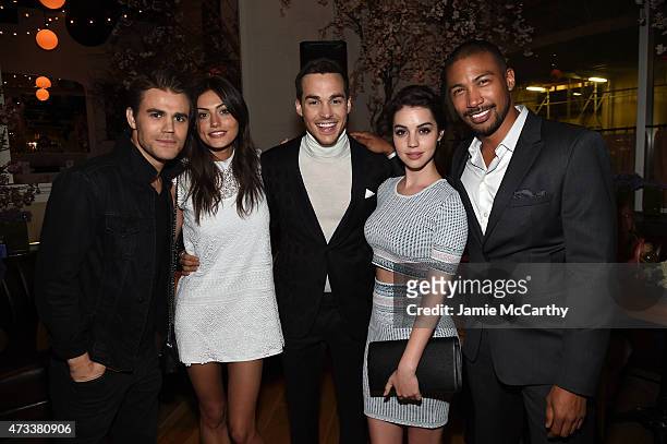 Actors Paul Wesley, Phoebe Tonkin, Chris Wood, Adelaide Kane and Charles Michael Davis attend the CW Network's 2015 Upfront party at Park Avenue...