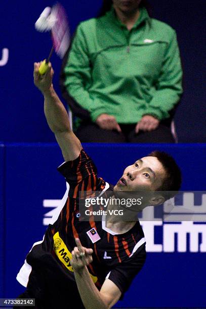 Lee Chong Wei of Malaysia competes against Son Wan Ho of South Korea during men's singles quarter-final match on day five of 2015 Sudirman Cup BWF...