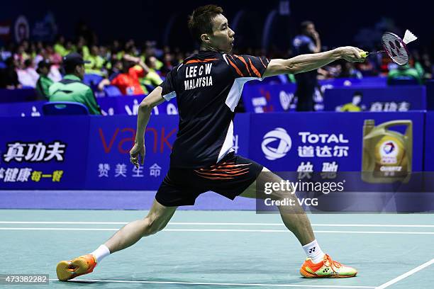 Lee Chong Wei of Malaysia competes against Son Wan Ho of South Korea during men's singles quarter-final match on day five of 2015 Sudirman Cup BWF...