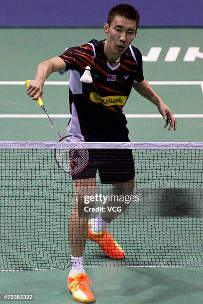 Lee Chong Wei of Malaysia competes against Son Wan Ho of South Korea during men's singles quarter-final match on day five of 2015 Sudirman Cup BWF...