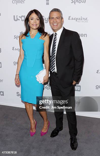 Personality Bethenny Frankel and tv host Andy Cohen attend the 2015 NBCUniversal Cable Entertainment Upfront at The Jacob K. Javits Convention Center...