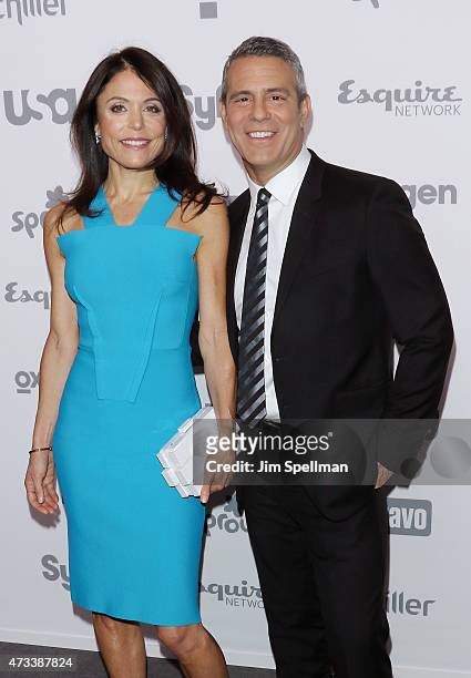 Personality Bethenny Frankel and tv host Andy Cohen attend the 2015 NBCUniversal Cable Entertainment Upfront at The Jacob K. Javits Convention Center...