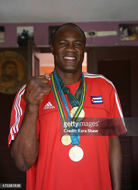 Portrait of Flix Savn at his home on May 10, 2015 in Havana, Cuba. Flix Savn is one of the greatest heavyweight fighters of all time. The retired...
