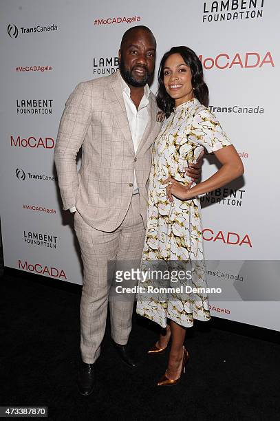 Malik Yoba and Rosario Dawson attend The 2015 MoCADA Masquerade Ball at Brooklyn Academy of Music on May 14, 2015 in New York City.