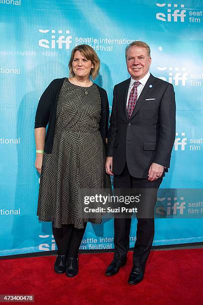 Megan Griffiths and Ed Murray attend the opening night of the Seattle International Film Festival at McCaw Hall on May 14, 2015 in Seattle,...