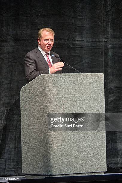 Seattle Mayor Ed Murray speaks on stage during the opening night of the Seattle International Film Festival at McCaw Hall on May 14, 2015 in Seattle,...