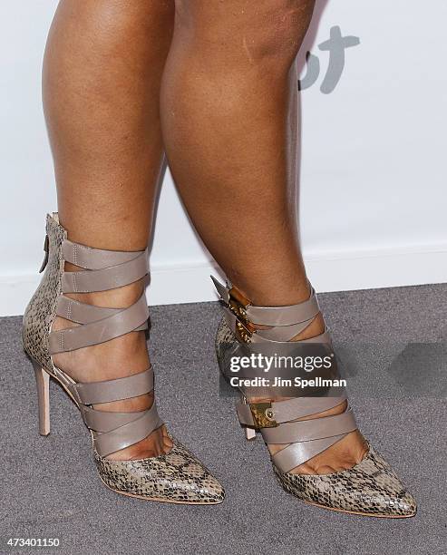 Personality Nicole Alexander, shoe detail, attends the 2015 NBCUniversal Cable Entertainment Upfront at The Jacob K. Javits Convention Center on May...