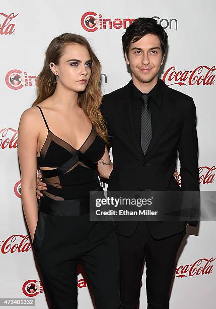 Actress Cara Delevingne and actor Nat Wolff, recipients of the Rising Stars of 2015 Award, attend The CinemaCon Big Screen Achievement Awards Brought...