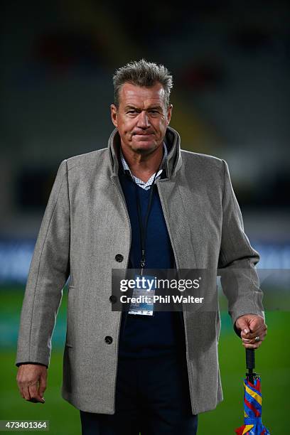 Blues coach Sir John Kirwan looks on before the round 14 Super Rugby match between the Blues and the Bulls at Eden Park on May 15, 2015 in Auckland,...