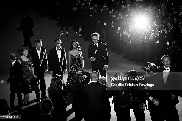 An alternative view of Toby Jones, Bebe Cave, Vincent Cassel, Mateo Garrone, Salma Hayek and John C. Reilly as they attend the Premiere of 'Il...