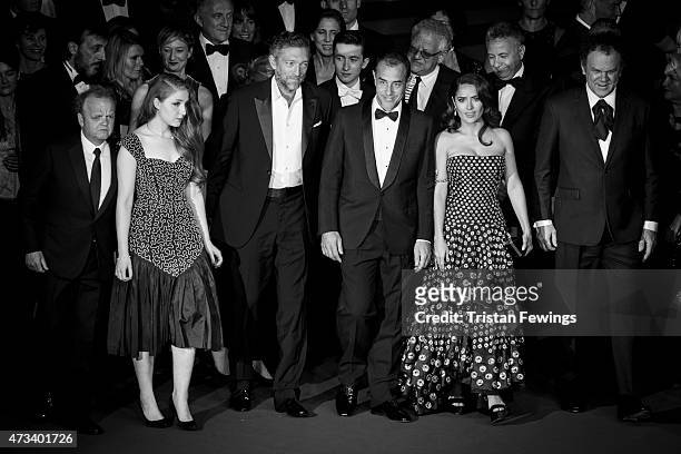 An alternative view of Toby Jones, Bebe Cave, Vincent Cassel, Mateo Garrone, Salma Hayek and John C. Reilly as they attend the Premiere of 'Il...